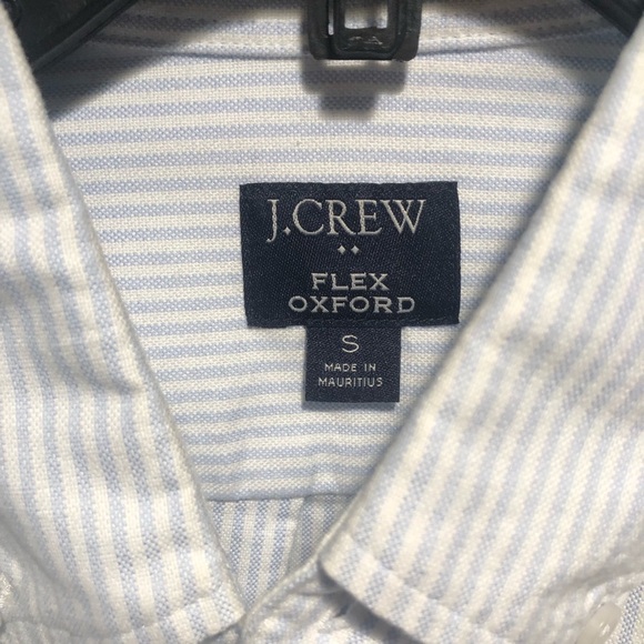 J Crew Flex Oxford light blue and white strip button down 100 cotton S - Picture 2 of 7